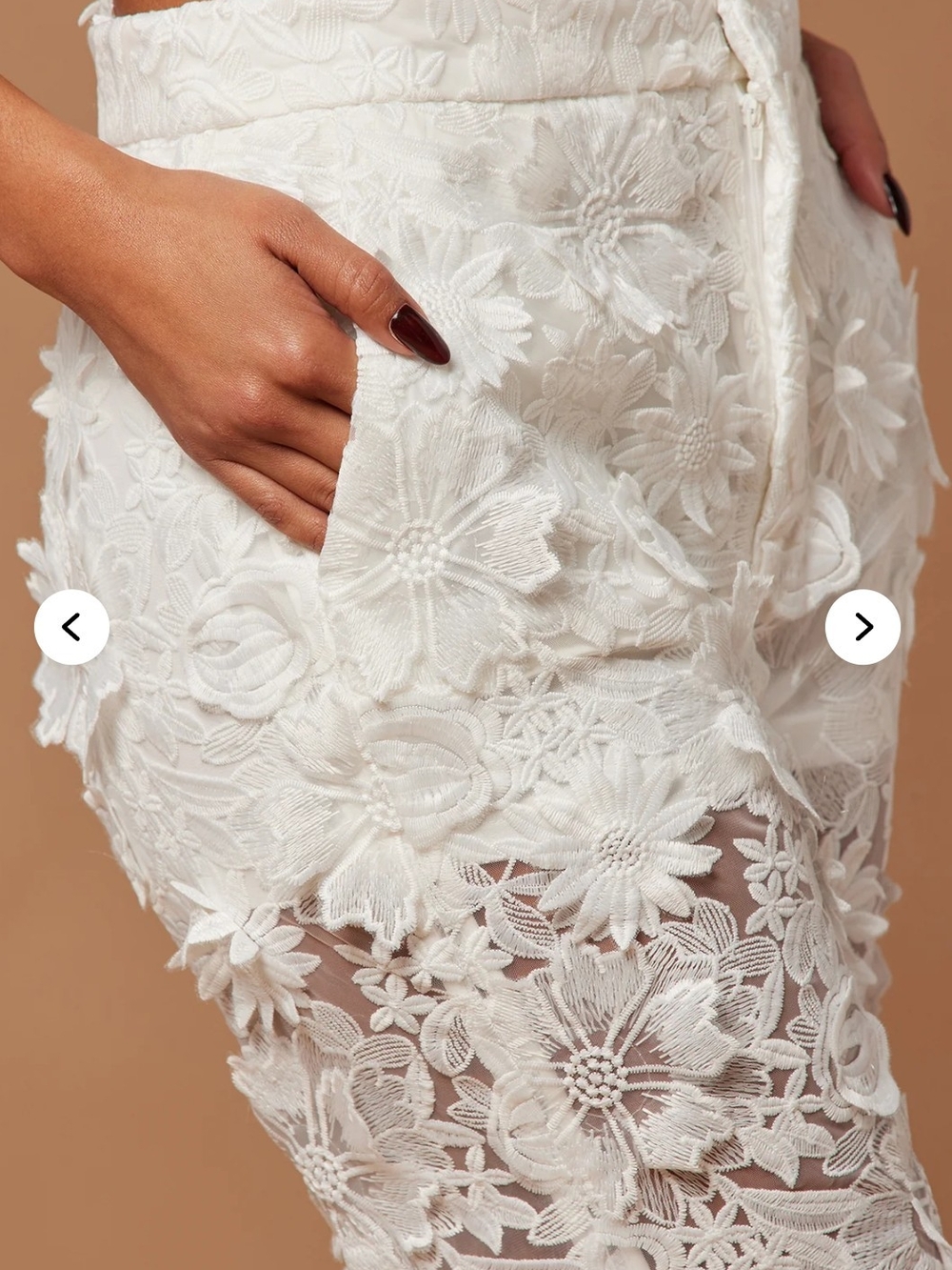 Elegant Fashion Nova Denise Embroidered Floral Pants - White - Picture 2 of 5